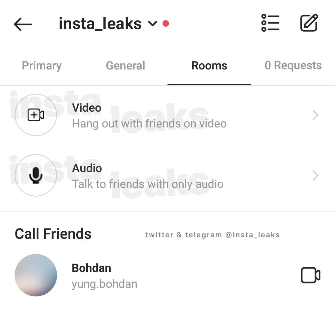 #instagram continues to work on the «Rooms» in Direct

• «Video» and «Audio» icons have become colorless 
• They're also working on the «Call Friends» section