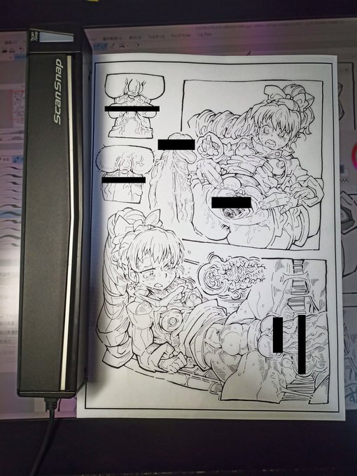 デジタル線画を印刷して
スキャンして取り込んで
変にアナログっぽく仕上げるskeb実験。 