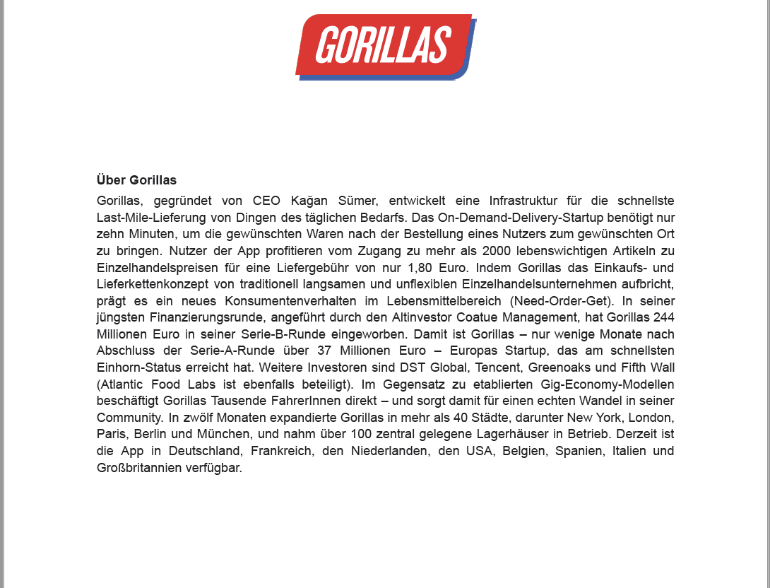 Payday_ev's tweet photo. Yesterday, @gorillasapp sent out the following press release to various journalists. We have been contacted by numerous journalists asking us for a statement. (1/3)
#gorillas #berlin #startupnightmare https://t.co/DhkSTWaKoe