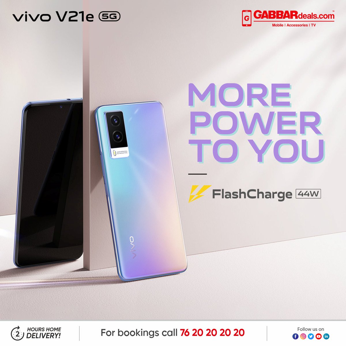 GabbarDeals's tweet image. Are you ready for a Super night selfie with a Vivo V21e5G smartphone? 📱

Available in a trending 3D design, experience lightning-fast data connection with the power of 5G! 

Book your favorite Vivo smartphone at @GabbarDeals right away!! 
#Vivo #vivoIndia #vivoV21e5G