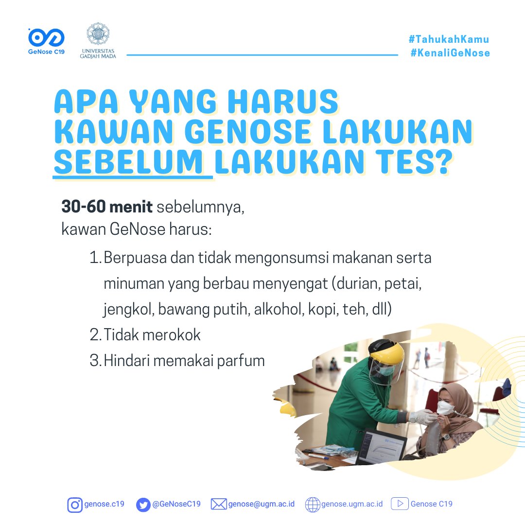 GeNoseC19's tweet photo. Masih bingung soal apa saja yang perlu dipersiapkan sebelum dan saat tes GeNose C19? Cek unggahan berikut!

Ingat, selalu tiup kantong napas dari bawah masker dan pastikan kantong napas hanya dipakai sekali yah😊 

#GeNoseDukungProkes #GeNoseC19 #Genose #KenaliGeNose https://t.co/vvtTreWEQW