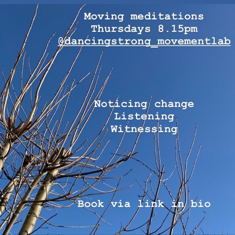 Join us for Moving Meditations with <a href="/helenkindred/">Dr Helen Kindred</a>  tonight, 8.15-9pm. All welcome... This week we’ll focus on noticing change, listening and witnessing our own breath, patterns, holding and letting go. Book via link, pay what you can... 

triipdancingstrong.com/classes.html