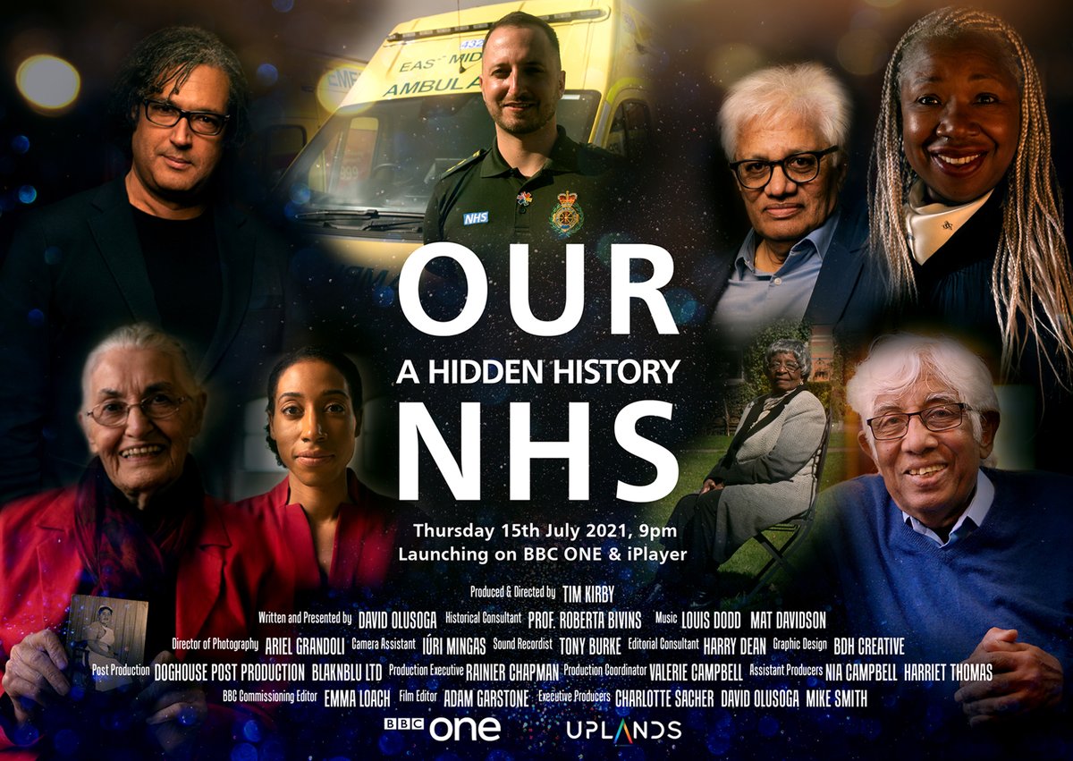 Our NHS: A Hidden History.  
Launching on BBC One and iPlayer Thurs 15th July 9pm 
<a href="/DavidOlusoga/">David Olusoga</a>   #OurNHShistory