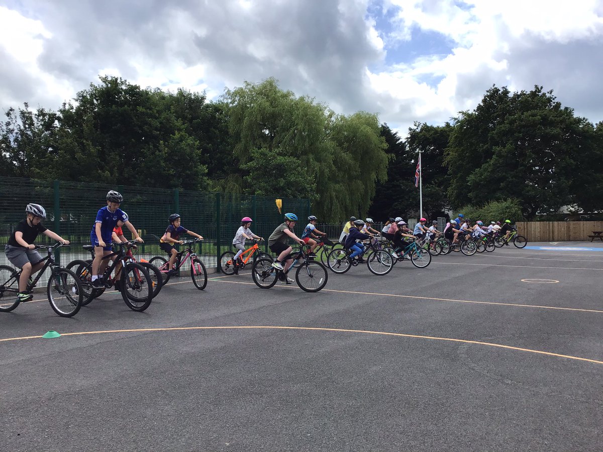 CrostonTSM's tweet photo. Year Six’s first morning of Bikeability has gone really well. We’ve done slalom races, signalling practise and slow races. Everyone is doing really well! Mr M and Mr H. https://t.co/5qQ786X98i