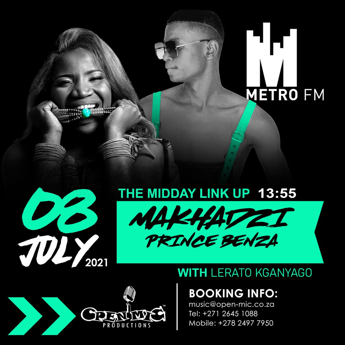 Catch myself and @makhadziSA on @metrofmsa with @leratokyango today at 13h55 #Ghanama #TML