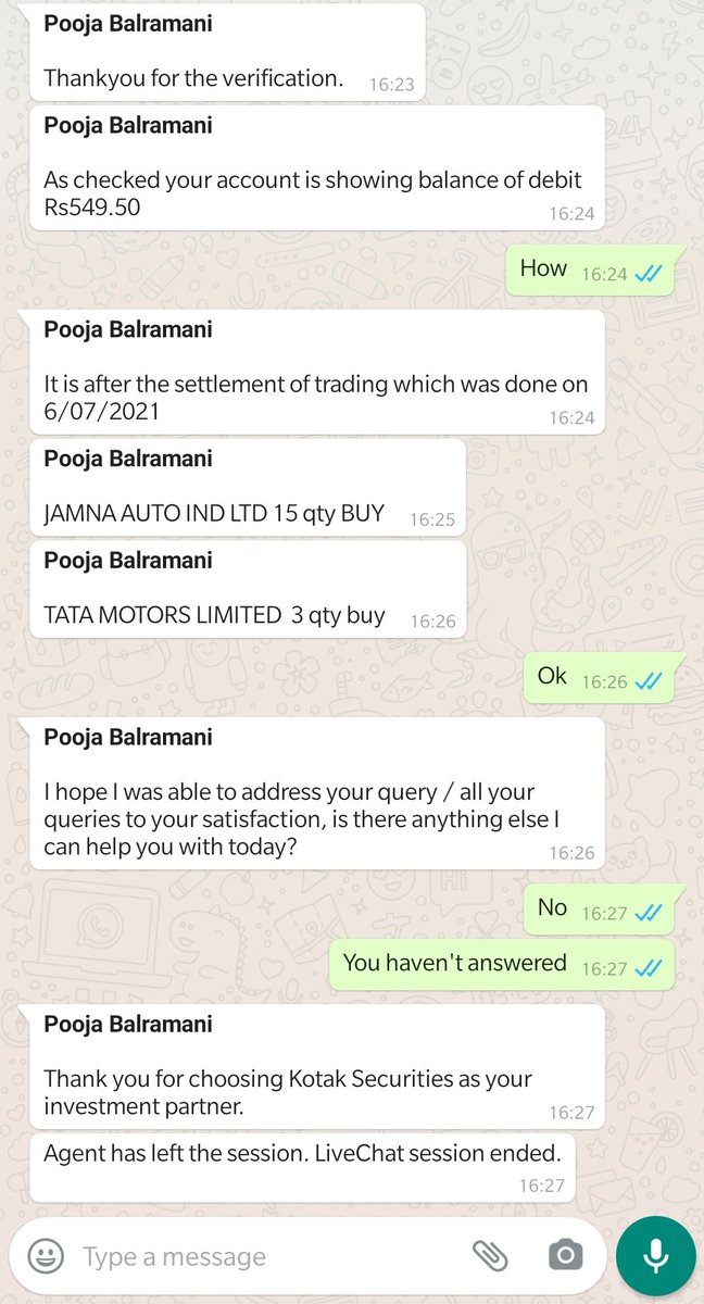 meet_ashok's tweet photo. @kotakneo you services suck again.. your customer care officer ran and  ended the chat without answering. https://t.co/ecR0F7p1J4