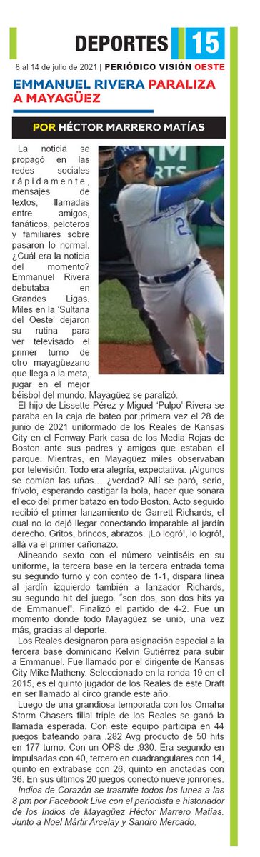 CorazonIndios's tweet image. Artículo. Emmanuel Rivera paraliza Mayagüez.