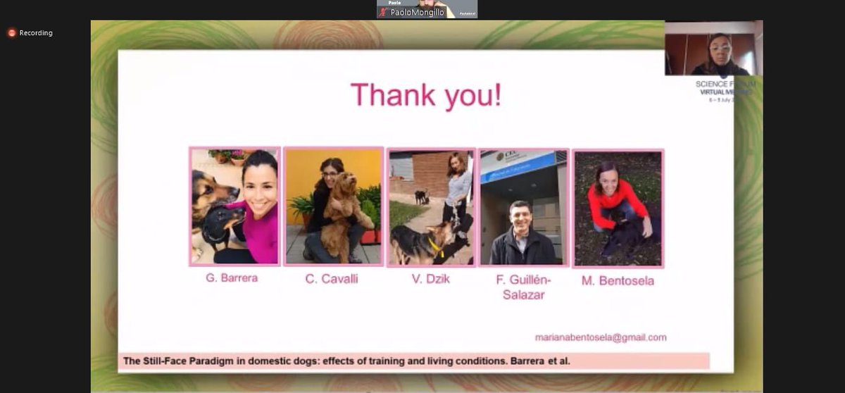 ICOC - Canine Behavior Research Group 🐾 (@icoc_lab) on Twitter photo Seguimos de congreso ➡️ Canine Science Forum <a href="/CanineForum/">Canine Science Forum</a>
Ahora charla de la Dra Mariana Bentosela "The Still-Face Paradigm In Domestic Dogs: Effects Of Training And Living Conditions" 🤓🤓🤓 Seguimos de congreso ➡️ Canine Science Forum <a href="/CanineForum/">Canine Science Forum</a>
Ahora charla de la Dra Mariana Bentosela "The Still-Face Paradigm In Domestic Dogs: Effects Of Training And Living Conditions" 🤓🤓🤓