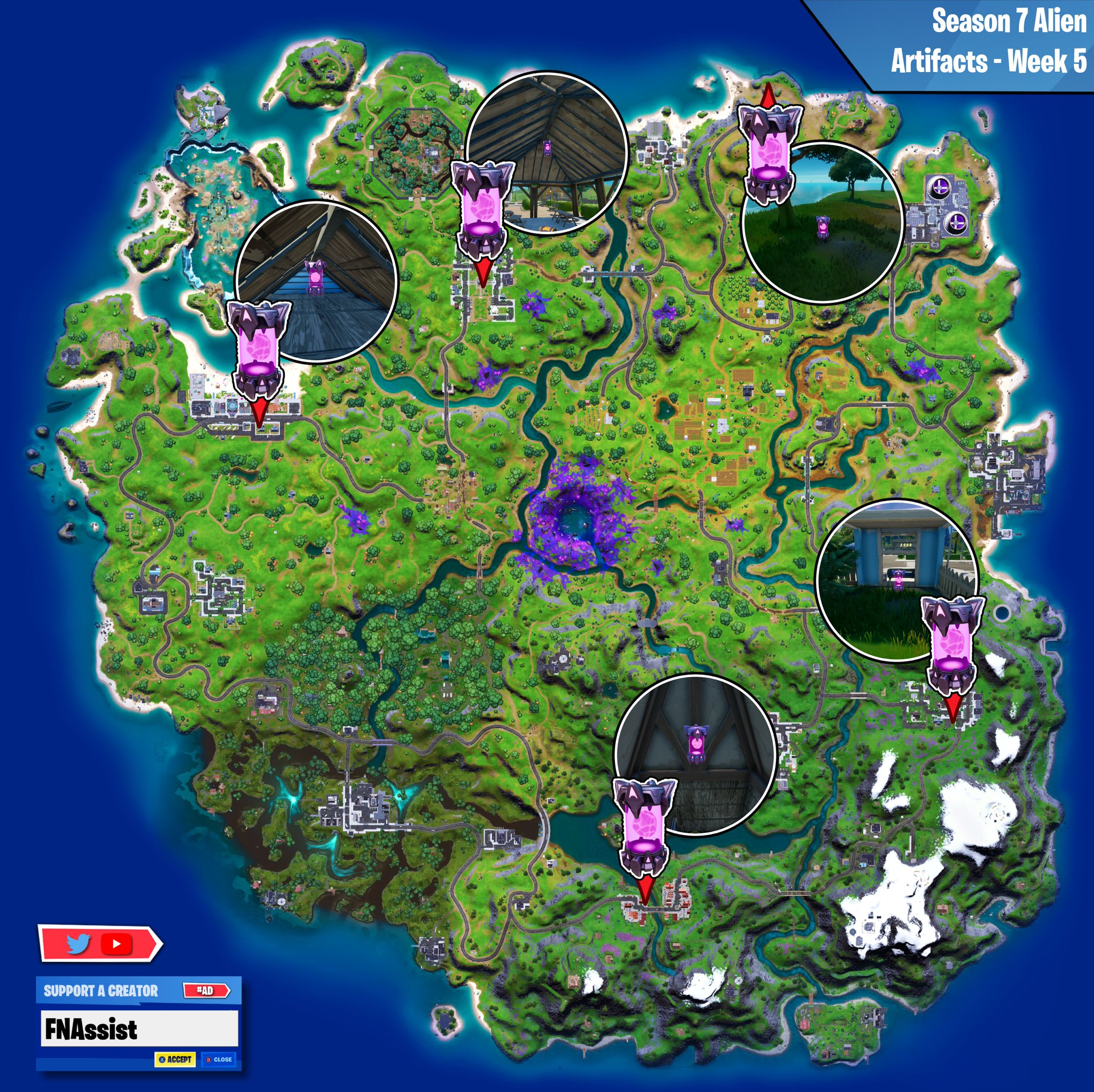 Fnassist News Leaks On Twitter Fortnite Ch 2 Season 7 Week 5 Alien Artifact Locations Guide Live Now Each Gives You 4 Alien Currency For Kymera Your Maximum Of 15