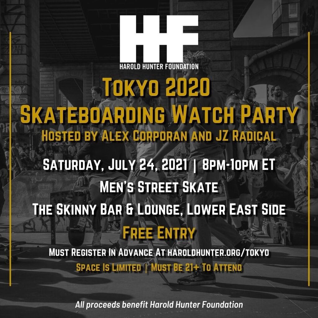 Almost two weeks away! Be sure to register for <a href="/HaroldHunter/">Harold Hunter Foundation</a> ‘s TOYKO 2020 Watch Party! 💪🏽🎉🛹 Sign up with the link below!

haroldhunter.org/toyko 🙌🏽