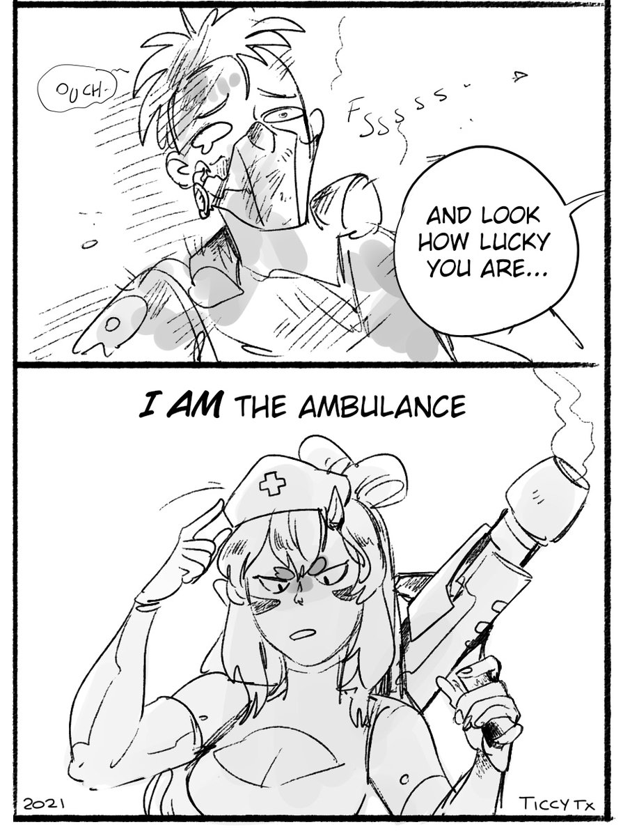 A silly comic because Sulia is a nurse who is not afraid to fight back in her futuristic cyberpunk universe. @SuliaVtuber