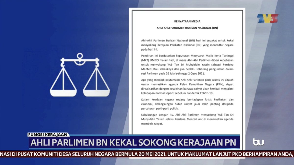 Norman Goh On Twitter Meanwhile The Barisan Nasional Mps Will Continue To Support The Current Perikatan Nasional Led Government