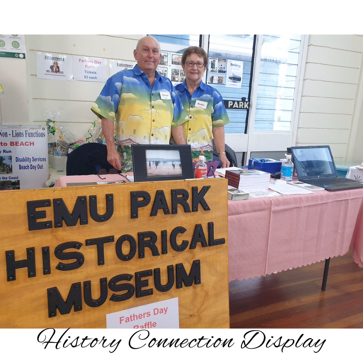 EPHMuseum's tweet image. Successful day at the Emu Park community Hall. The Museum and other groups from the local district took part in a History Connection Display. Big thank you to Claire Ryan for Organising the event, our Museum President Trevor Bird and librarian Denise Bird for attending the stall.