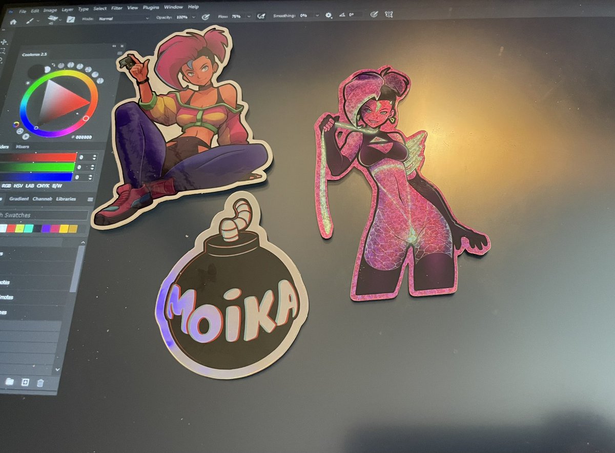 addzeeyy's tweet photo. The stickers made it across the pond! 

So happy I finally got them, they are so good! 

Now to figure out where to put them… #MoikaMerch https://t.co/1sEOc9AIWm