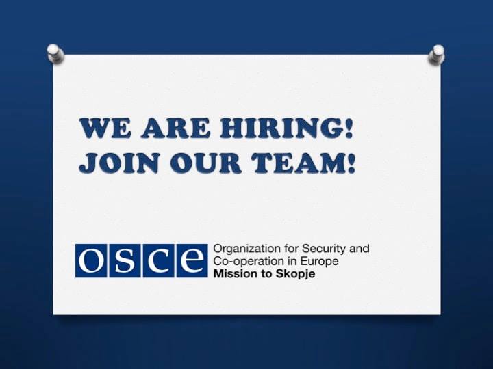 OSCE_Skopje's tweet photo. #OSCE Mission to #Skopje is hiring a Senior Programme Assistant to assist in development, implementation, & monitoring of Mission’s #Gender Action Plan. Deadline for application: 22 July 2021. Click for more: https://t.co/C45SQDbuVi https://t.co/cbhzGMKxpY