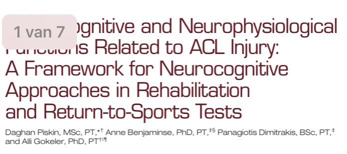 Our latest paper View ACL injuries not only as a musculoskeletal but also as a neural lesion with neurocognitive and neurophysiological aspects @unipb @lab_upb @AmsterdamCHSS @BW_Groningen @OCON_Kliniek Open access 👇 doi.org/10.1177/194173…