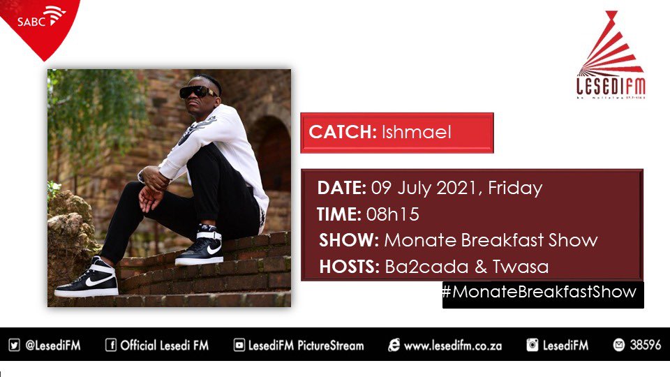 ishmael morabe (@morabeishmael) on Twitter photo Hi Fam catch me tomorrow morning on the Monate breakfast show with #ba2cada and <a href="/Twasagirl/">WinningCulture</a> <a href="/LesediFM/">#KeMollelwa</a> Hi Fam catch me tomorrow morning on the Monate breakfast show with #ba2cada and <a href="/Twasagirl/">WinningCulture</a> <a href="/LesediFM/">#KeMollelwa</a>