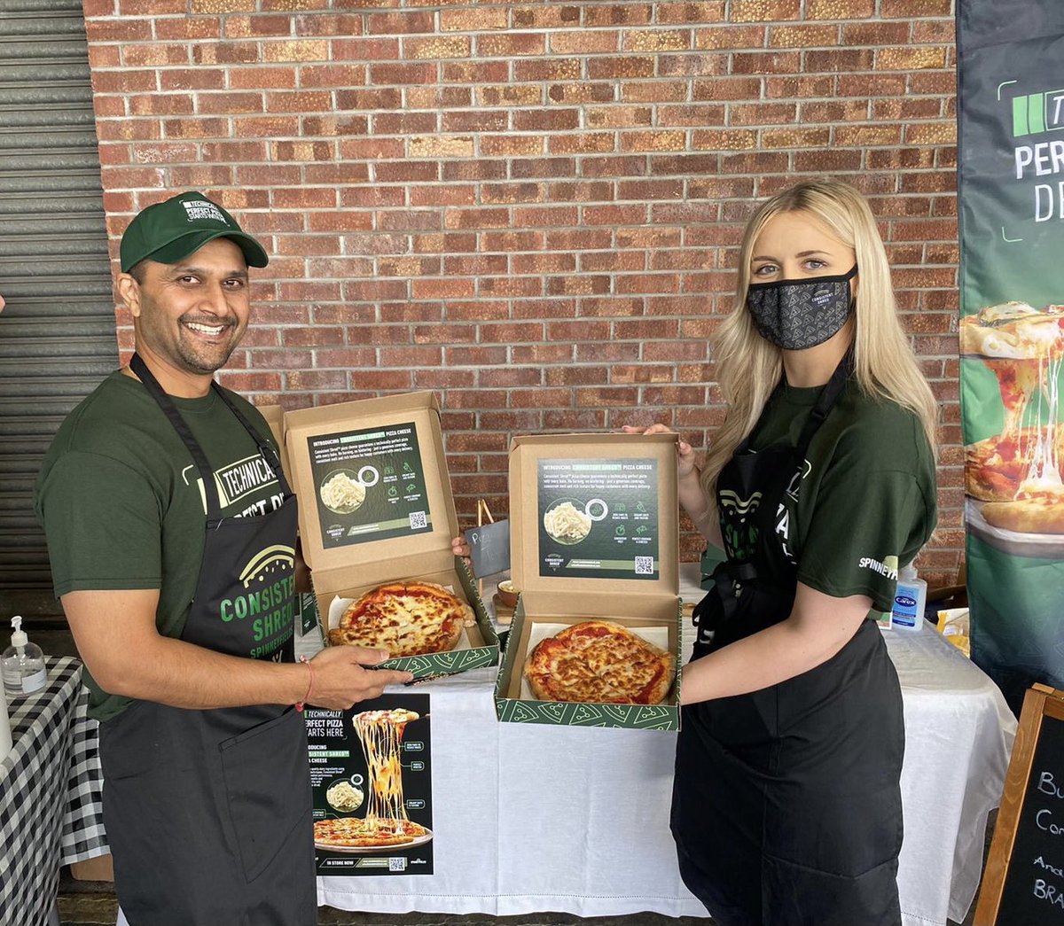 spinneyfields's tweet photo. Great to see Stephanie Spain and Raakesh Shah out and about at our first customer demo day of the year! Those pizzas look #delicious! #consistentshred #pizza #spinneyfields #wholesale https://t.co/nYtrwMk7h6