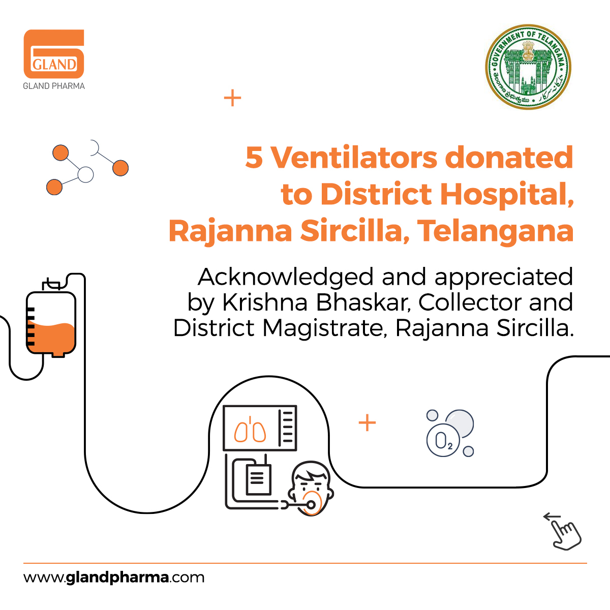 glandpharma's tweet photo. Gland Fosun Foundation, the corporate social responsibility arm of Gland Pharma, has donated over 120 Ventilators and Bipaps to multiple government hospitals in Telangana. Here is the acknowledgement and appreciation received.
#Glandpharma #glandfosunfoundation #COVID19 #Bipaps https://t.co/QB8fvn2Fki