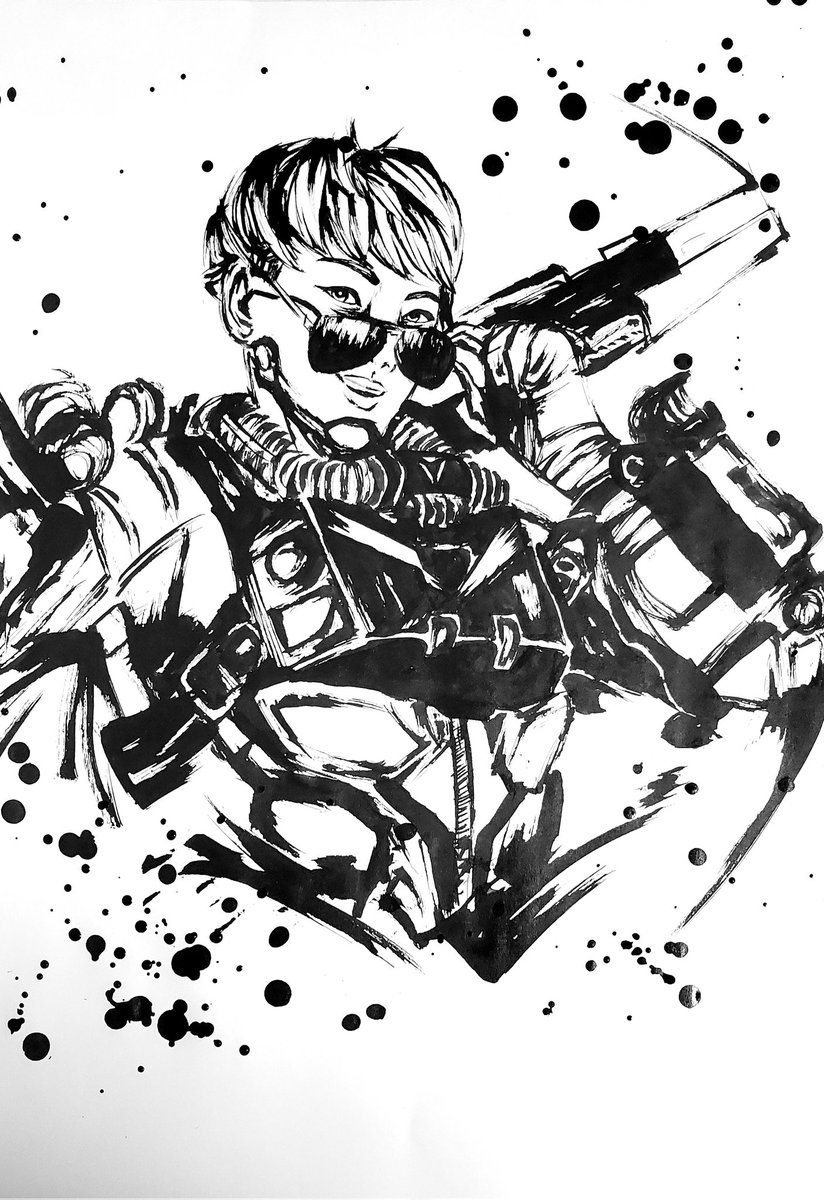 ヴァルキリー描いてみました☺

#Apex #ApexLedgends 
#ApexLegendsFanart
#ヴァルキリー #Valkyrie
#模写 #墨絵
#イラスト 