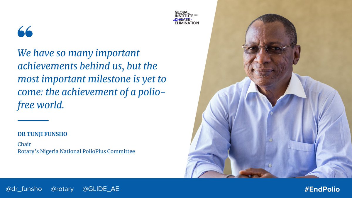 Rotary's tweet photo. Dr. Tunji Funsho, chair of #Rotary's Nigeria National PolioPlus Committee, shares the game-changing approaches we took to #endpolio in the AFRO region with @GLIDE_AE: https://t.co/ECNKSjFiI6 https://t.co/xzO7vrWyzE