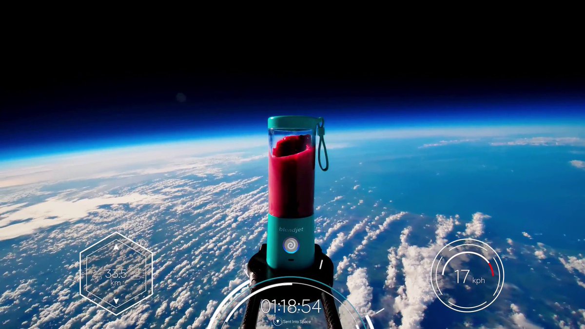 Would you drink the world's first smoothie made in space? We launched BlendJet's powerful portable blender into space and used it to make a smoothie at 100,000 feet! youtube.com/watch?v=jykaLx…