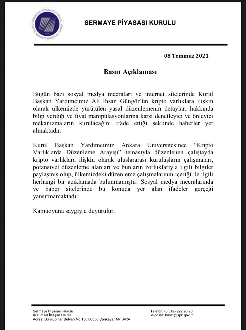 SPK’dan Kripto varlıklar ile ilgili açıklama: