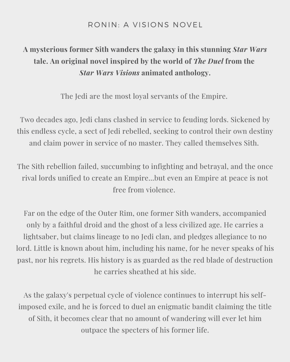 Star Wars Books On Twitter The Jedi Are The Most Loyal Servants Of The Empire Star Wars Ronin A Visions Novel By Emma Mieko Candon An Original Story Inspired By The Incredible