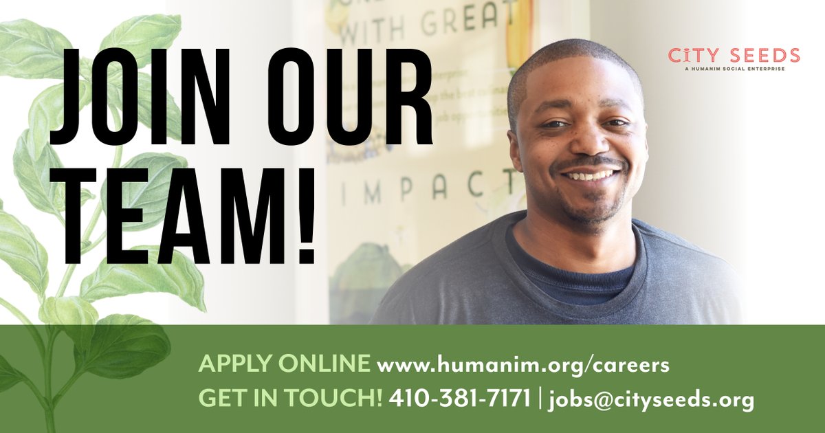 City Seeds is currently hiring a Cafeteria Services Assistant Manager! This is a great opportunity to help oversee the day-to-day operations of the dining facility for the Maryland Freestate ChalleNGe Academy located in Aberdeen. Learn More &amp; Apply Online: humanim.org/careers/