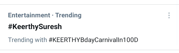KSUniverse_'s tweet photo. Our  Tags Are Trending In India 😎🤩

#KEERTHYBdayCarnivalIn100D

@KeerthyOfficial #KeerthySuresh https://t.co/0a4FXSiRn2