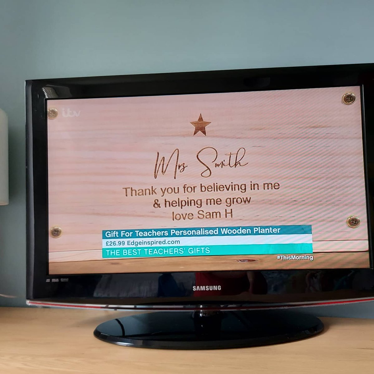 EdgeInspired's tweet image. Did you see our Personalised Wooden Planter for teachers on @thismorning today? Available to order now from edgeinspired.com #Teachers #teachergifts