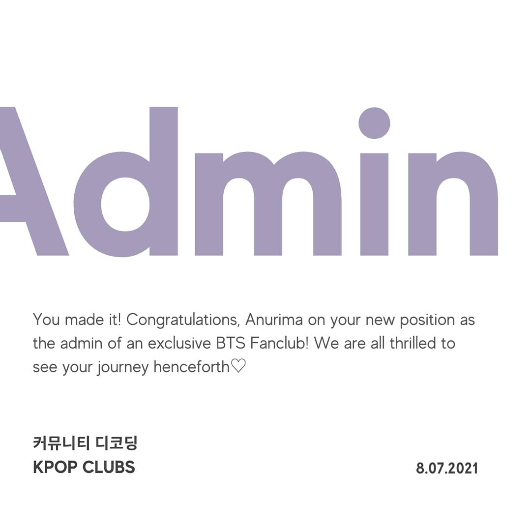 tyedyesky_twt's tweet photo. Congratulations Anurima on your selection as the Admin of our exclusive BTS fanclub! 
A very warm welcome to the admin panel ~ https://t.co/izxbI71GeZ