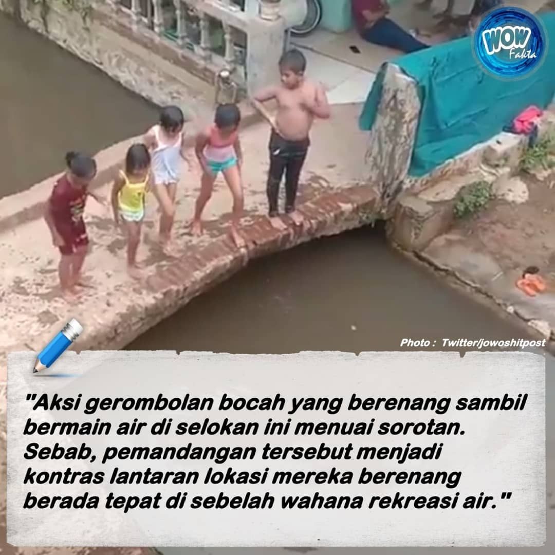 Dalam video berdurasi kurang dari semenit tersebut, tampak lima #bocah tengah bersiap #berenang di #selokan dengan air keruh. Setelah melepas pakaian hingga hanya mengenakan celana atau bahkan celana dalam...⤵️
.
instagram.com/p/CPnEh2krwD0/…
.
.