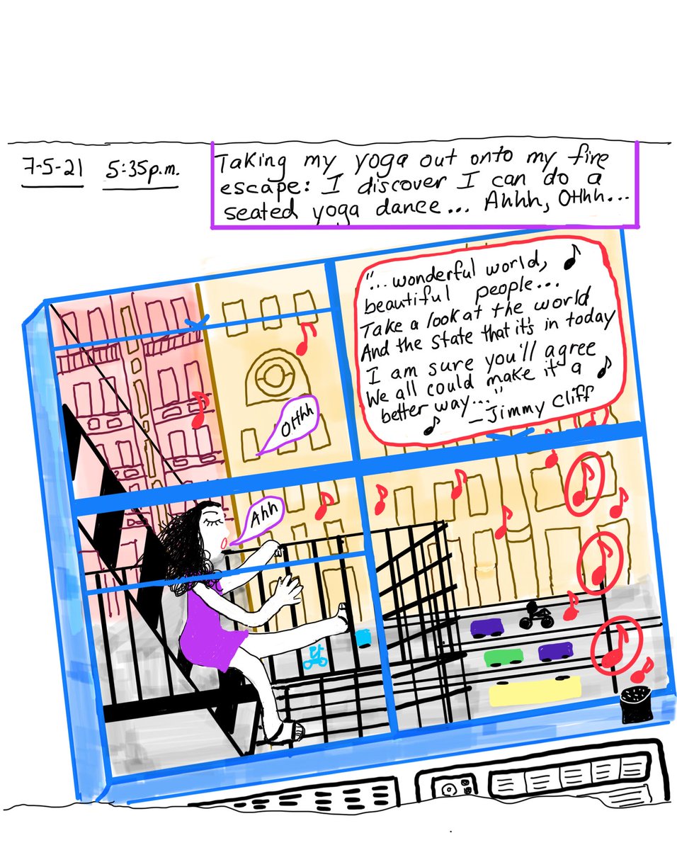 ZenRuby1's tweet image. As I take my yoga out onto my fire escape, I discover I can do a relaxing seated yoga dance while listening to @jimmycliff #takingyogaoffthemat #fireescapechronicles #nycfireescapes #wonderfulworldbeautifulpeople #reggae #reggaeandsoul #yogadance #seatedyoga #moremindfulmoments