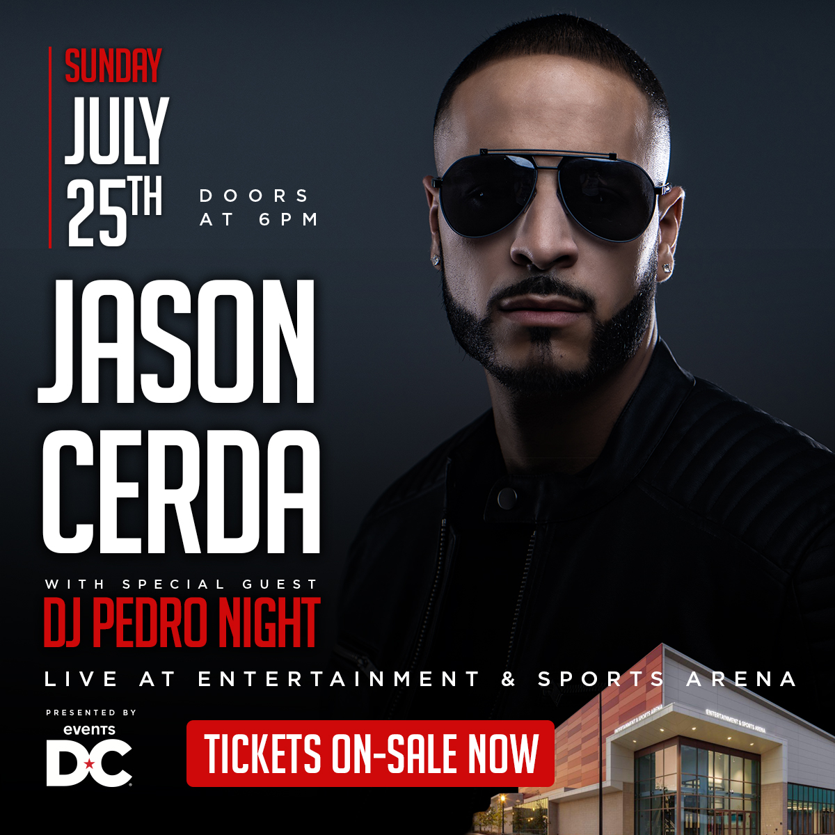 Get your tickets today for <a href="/JasonCerda/">.</a>'s LIVE concert on Sunday, July 25th! 

His fusion of Pop and genres of Latin music has left every one of his fans anticipating his newest project.

Want free tickets? Like, comment or share this post for your chance to win! <a href="/TheEventsDC/">Events DC</a>