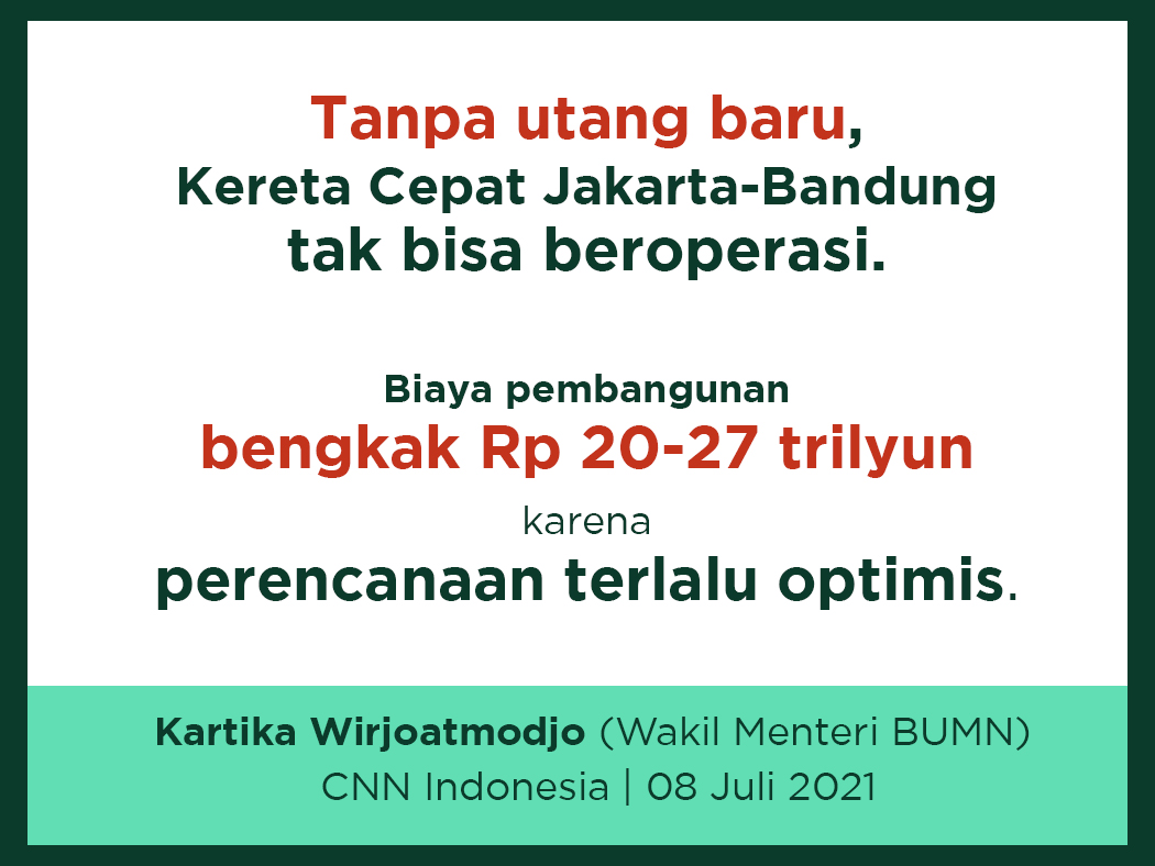 KERETA CEPAT. Resmi terjerumus dalam jebakan batman investasi Tiongkok. Dulu, yg ngeritik proyek ambisius dan mercusuar ini dilabel 'tidak suka bangsa Indonesia maju'.