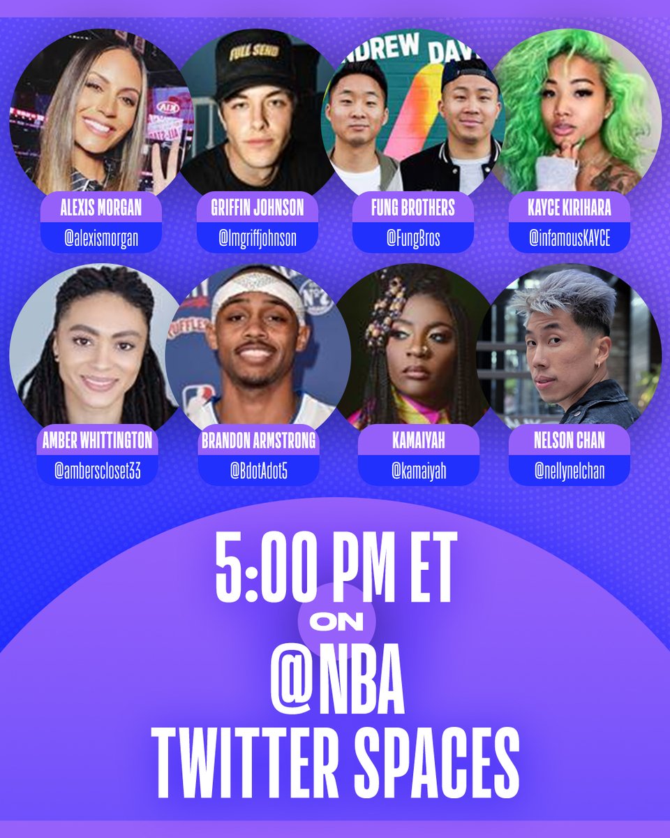The #NBAHouse is coming to <a href="/NBA/">NBA</a> Twitter Spaces!

Hosted by <a href="/alexismorgan/">Alexis Morgan</a>, join <a href="/lmgriffjohnson/">Griffin Johnson</a>, <a href="/FungBros/">FUNG BROS.</a>, <a href="/infamousKAYCE/">KAYCE K. 💚</a>, <a href="/amberscloset33/">AmbersCloset</a>, <a href="/BdotAdot5/">Dot</a>, <a href="/kamaiyah/">ill yaya</a> &amp; <a href="/nellynelchan/">nelly nel</a> to talk NBA Finals &amp; all things #ThatsGame!

🔊 TODAY at 5 PM ET before Game 2 🔊