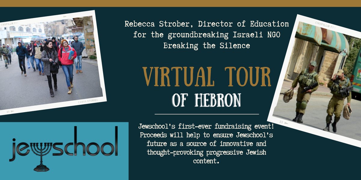 Have you ever wanted to visit Hebron and learn more about what it's like for the people who live modern lives in this ancient city?

For just $10, this Sunday at noon Eastern you can experience a virtual visit led by Rebecca Strober, Director of Education of Breaking the Silence.