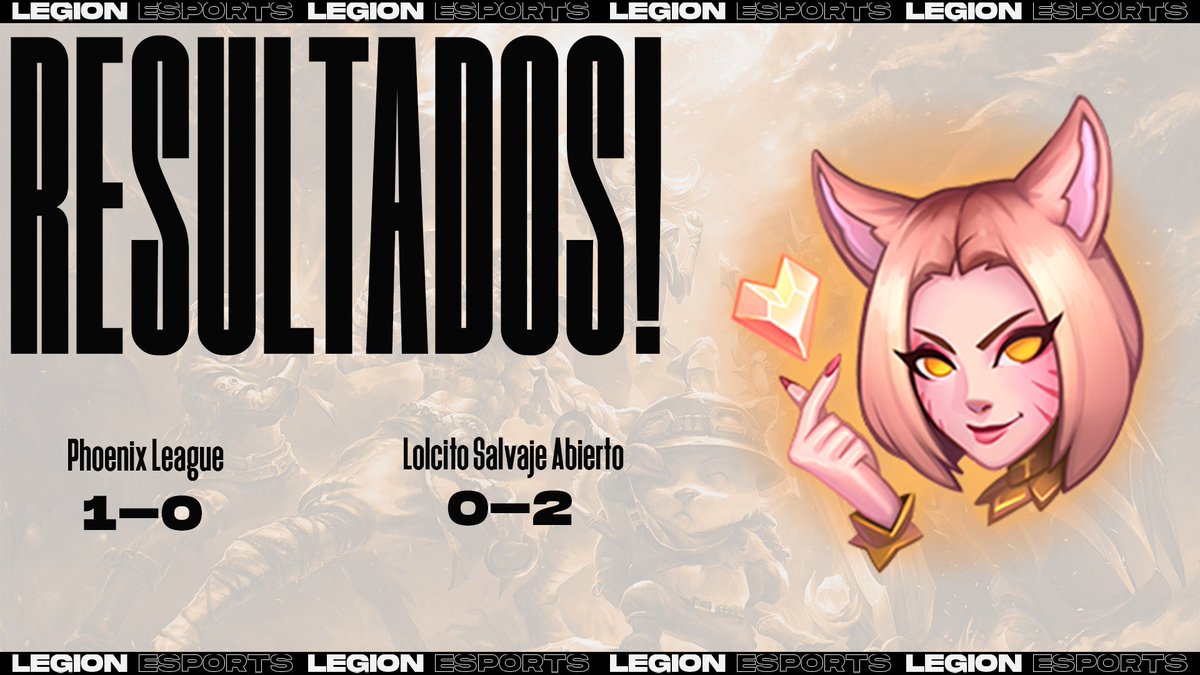 #WildRift ⚔️

Quedamos fuera de #LolcitoSalvajeAbierto en 16avos, pero conseguimos una victoria crucial en la 🏆 <a href="/phoenixleaguegg/">Phoenix League - Mythical Community</a>.

🆚 <a href="/MZteamesports/">MZ Team 🍕</a>
🎯 0-2

🆚 <a href="/KurtGG_/">Kurt Gaming</a>
🎯 1-0

#GoLGN 🐯