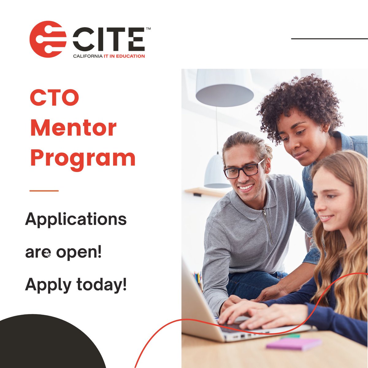 CITE_EDU's tweet image. CTO Mentor Applications for 2022 are open! Be part of cohort 16 and take part in the program that raises the bar for technology leaders &amp;amp; creates a community of support through mentorship and collaboration. 

Learn more &amp;amp; find application details at cite.org/ctom