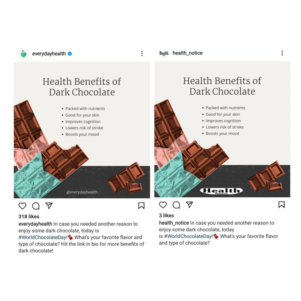 SDissect's tweet photo. It's not very healthy to download, add own logo & then upload!
#Copy #CopyAlert #SocialMediaMarketing
@EverydayHealth https://t.co/dTtqbc5geL