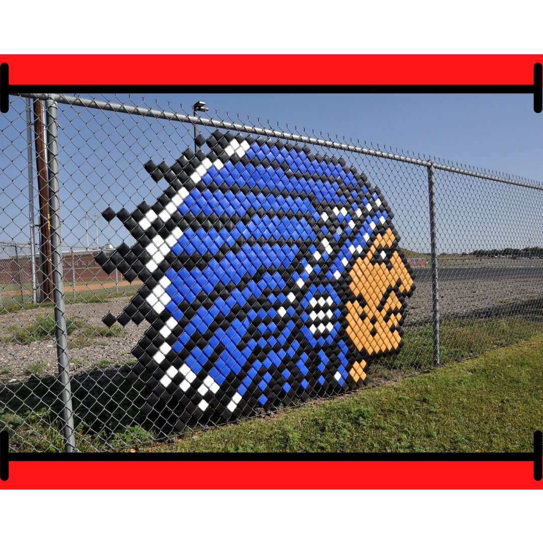 6' Indian/Chief Head on Full Display! 
Shown in LIGHT BLUE #112 BLACK #115 WHITE #101, and HARVEST GOLD #120 

Our harvest gold #120 and yellow gold #116 colors often get mistaken. Harvest gold we use more for skin-tone designs, along with our Cardboard Brown #122 Color