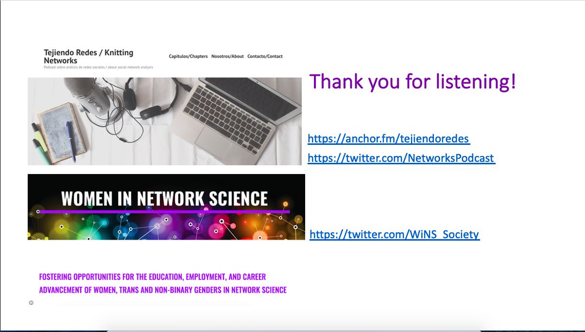 FranciscaOrtizR's tweet image. Something good of presenting in a conference, it is that actually at the end you can promote other amazing projects as @WiNS_Society #WiNS2021 and our podcast @NetworksPodcast on #Networks2021 @Networks2021