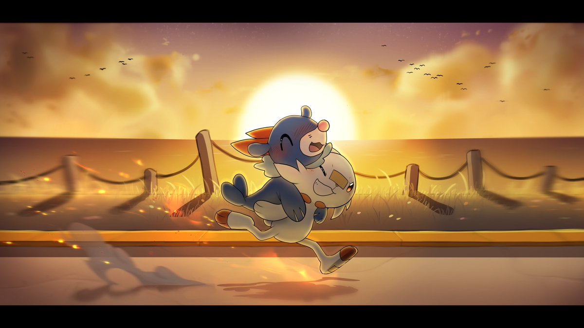 Request:
> Popplio trying his hardest to keep up with his best friend Scorbunny :)