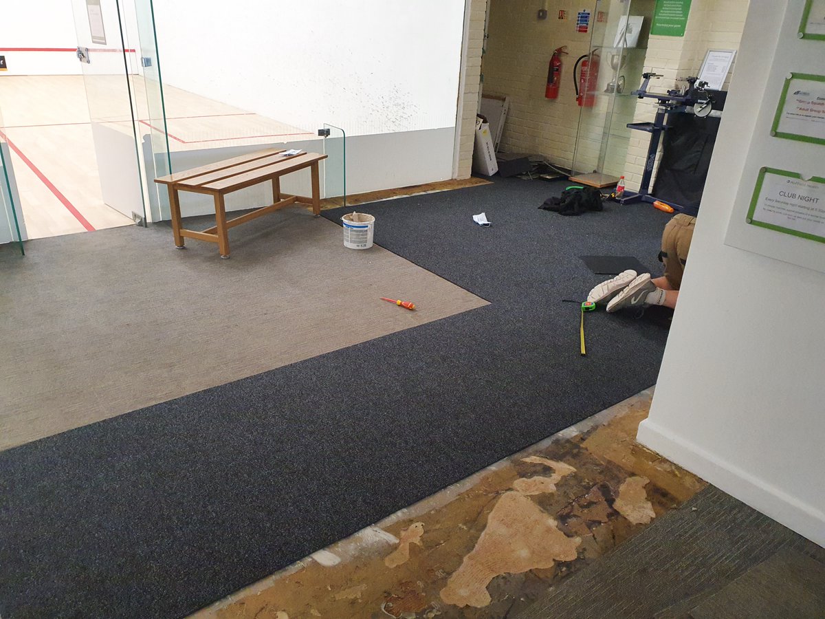 New carpet around the court area nearly finished, looking great! 👌