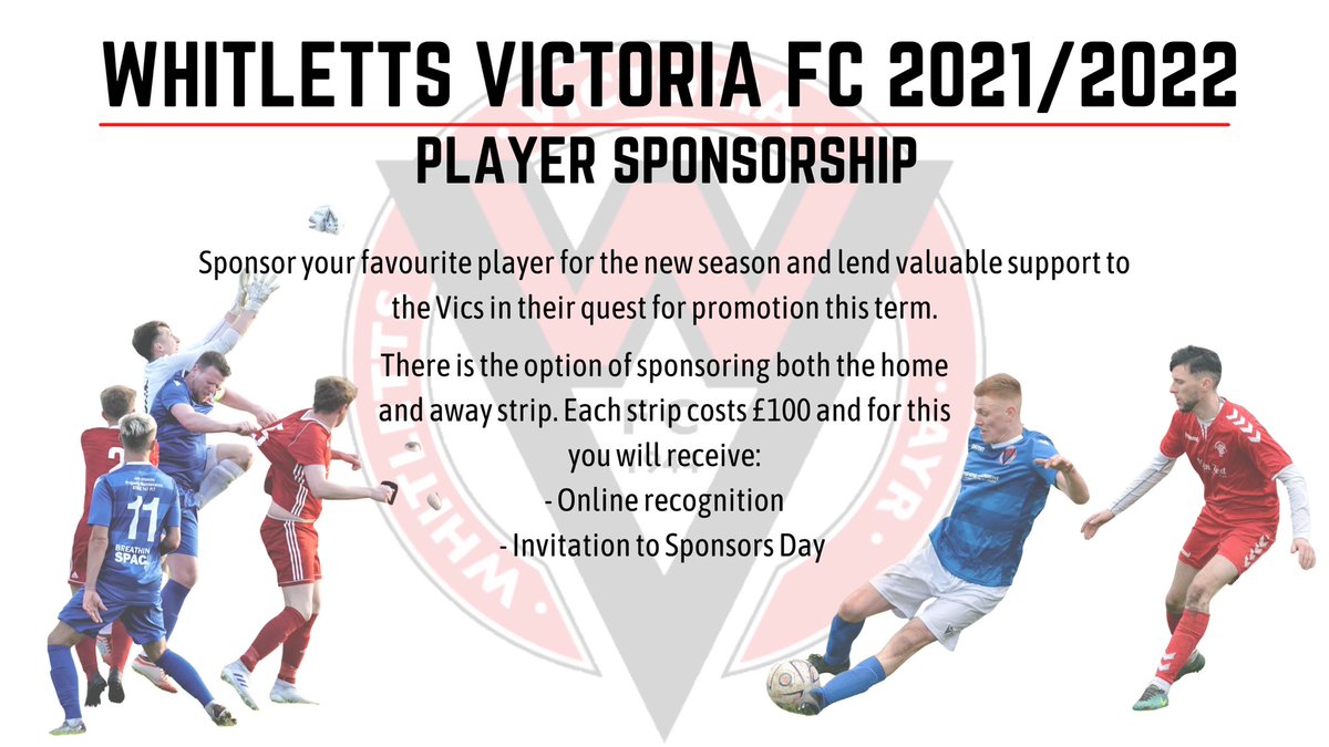 wvfc_official's tweet image. ⚫️🔴 WHITLETTS VICTORIA FC PLAYER SPONSORSHIP 21/22 🔴⚫️

Why not sponsor your favourite player for the new season and lend valuable support to the club? 

⚽️ Home strips available for sponsor
⚽️ Away strips available for sponsor

Please message the page for the sponsorship form