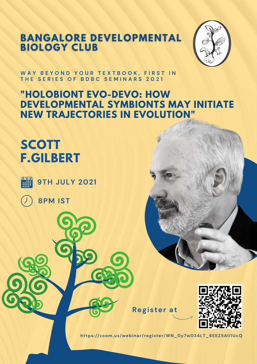 Bangalore Developmental Biology Club (@devbioclub) on Twitter photo The BDBC Seminar Series begins tomorrow with Scott Gilbert! We'll get an expansive view of development and consider how microbial symbionts may shape it and so change evolutionary trajectories. To warm up, Scott will be in conversation with <a href="/kvijayraghavan/">K. VijayRaghavan</a> & Vidyanand Nanjundiah. The BDBC Seminar Series begins tomorrow with Scott Gilbert! We'll get an expansive view of development and consider how microbial symbionts may shape it and so change evolutionary trajectories. To warm up, Scott will be in conversation with <a href="/kvijayraghavan/">K. VijayRaghavan</a> & Vidyanand Nanjundiah.