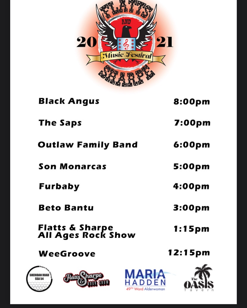 Flatts_n_Sharpe's tweet photo. For our music festival on Saturday: 

- 2 CTA buses, the 147 &amp; 155, stop within a block of the festival.
- The closest Red Line stop is Morse. - Park at the parking garage a few blocks south on Sheridan by the CVS, or reserve a space on @spothero! https://t.co/7Aqw3m1xmv