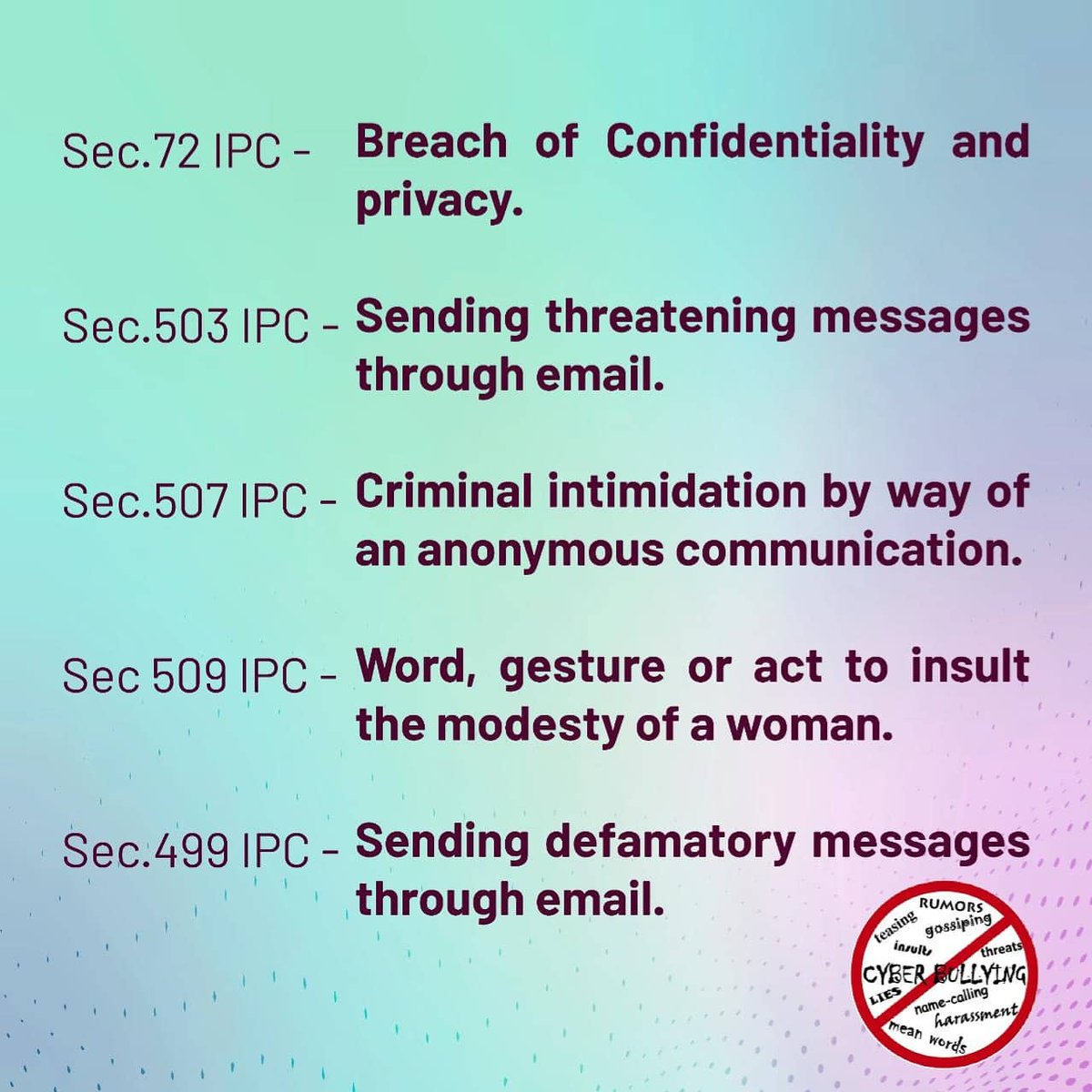 smalltalkindia's tweet photo. #smalltalkindia #law #legal #cyberlaw #ITact #internetsafety #cyberbullying #internetbullying #thursday #information #legalinfo #trending #viral #explorepage #court #section66 https://t.co/relgeUdjKz