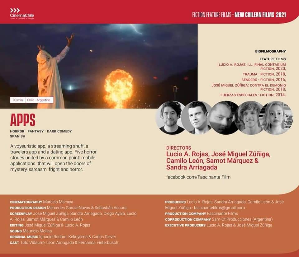 Se lanzó el catálogo 2021 de <a href="/cinemachile/">Cinemachile</a>.
Y tenemos a APPS, dentro de los films que se están estrenando y/o vienen próximamente.
Antología producida y dirigida por <a href="/josezunigaa/">jose zuniga</a>, <a href="/sandrarriagada/">Sandra Arriagada</a>, Samot Márquez y Camilo León.
APPS se estrena en <a href="/BiFanOfficial/">부천국제판타스틱영화제 BIFAN</a> este sábado. 
🎬🇨🇱